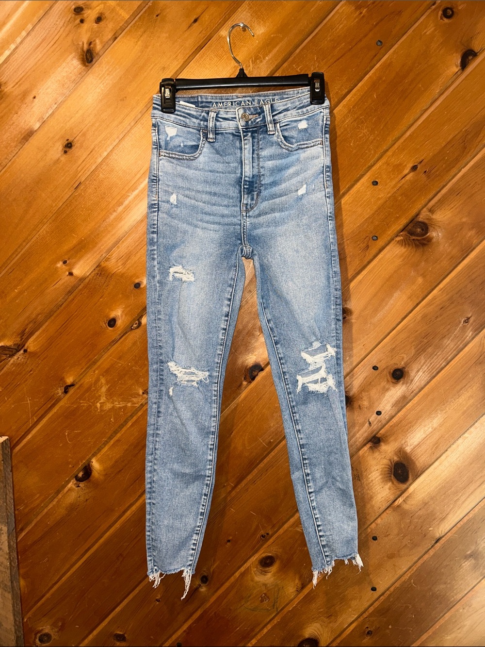 American Eagle highest rise jeggings distressed skinny jeans